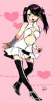  1girl arrancar black_hair black_legwear bleach eyepatch heart loly loly_aivirrne long_hair midriff open_mouth skirt skull sleeveless solo thighhighs twintails yoshi_susuki 