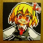  blonde_hair blush_stickers crazy_eyes highres lego photo pixel_art red_eyes rumia shaded_face short_hair smile solo touhou you_rei_(blowback) 