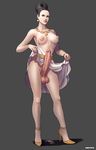  bare_breasts belt dmitrys ear_ring excella_gionne futanari high_heels necklace oppai resident_evil_5 uplifted_skirt 