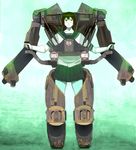  brown_hair mecha original school_uniform serafuku shiira short_hair simple_background solo 