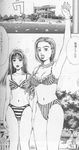  bikini comic greyscale initial_d monochrome multiple_girls official_art satou_mako sayuki_(initial_d) scan shigeno_shuuichi striped striped_bikini striped_swimsuit swimsuit vertical-striped_bikini vertical_stripes 