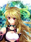  ahoge bad_id bad_pixiv_id blonde_hair choker gradient_hair green_hair long_hair milla_maxwell multicolored_hair red_eyes shawa smile solo tales_of_(series) tales_of_xillia 