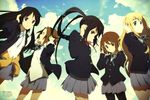  absurdres akiyama_mio black_eyes black_hair blonde_hair blue_eyes brown_eyes brown_hair cloud hair_ornament hairclip headphones highres hirasawa_yui k-on! k-on!_movie kotobuki_tsumugi long_hair multiple_girls nagayasu_mayumi nakano_azusa newtype official_art pantyhose school_uniform short_hair sky tainaka_ritsu tamine_ikuko tomofuji_shinya translated twintails utsumi_hiroko 