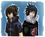  2boys akatsuki03 back-to-back back_to_back final_fantasy final_fantasy_versus_xiii final_fantasy_xv multiple_boys naruto noctis_lucis_caelum uchiha_sasuke 