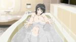  bathtub bench black blue_eyes blush breasts convenient_censoring hair hands_outstretched large_breasts nude oppai smile water yorihime_nao yosuga_no_sora 