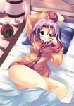  absurdres alarm_clock bed bottomless clock copyright_request highres kiba_satoshi pajamas solo 