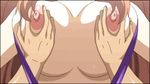  animated animated_gif beach bi-chiku_beach_~nangoku_nyuujoku_satsueikai~ breast_grab breasts brown_hair cleavage gif grabbing huge_breasts long_hair lowres nipples sling_bikini swimsuit 