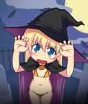  bat bikini blonde blue_eyes blush cape cloud fang full_moon goriate graveyard halloween hat micro_bikini mizugi moon night open_mouth pani_poni_dash! rebecca_miyamoto tagme tears tombstone witch_hat 