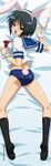  animal_ears black_hair bloomers blue_eyes blush bunny_tail buruma dakimakura kemonomimi kneehighs kore_ga_watashi_no_goshujin-sama open_mouth overdrive saliva sawatari_izumi sheets short_hair socks solo sugimura_tomokazu tail tongue usamimi 