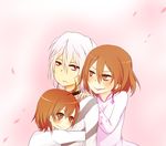  accelerator ahoge albino brown_eyes brown_hair choker dress hug i.u.y last_order misaka_worst multiple_girls red_eyes short_hair siblings sigh sisters smile to_aru_kagaku_no_railgun to_aru_majutsu_no_index vietnamese_dress white_hair 