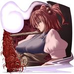  bad_id bad_pixiv_id breasts flower large_breasts onozuka_komachi red_hair scythe short_hair solo spider_lily touhou tro two_side_up 