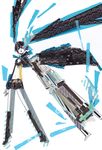  abstract black_rock_shooter black_rock_shooter_(character) midriff navel open_mouth ryono solo traditional_media 