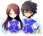  168n 1boy 1girl black_hair brother_and_sister brown_eyes brown_hair child inazuma_eleven inazuma_eleven_(series) red_eyes siblings soccer_uniform sportswear touchi_ai touchi_shuuji 