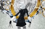  alternate_costume black_legwear clock highres izayoi_sakuya knife koumajou_densetsu koumajou_densetsu_2 short_hair silver_hair solo tav_noir thighhighs touhou 