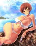  beach bikini breasts character_request cleavage super_real_mahjong swimsuit toumeikun toyohara_etsuko 