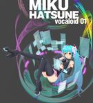  aqua_eyes aqua_hair boots detached_sleeves hatsune_miku headset high_heels highres holographic_interface holographic_monitor long_hair necktie s'ty shoes solo thigh_boots thighhighs twintails very_long_hair vocaloid 