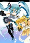  hatsune_miku kagamine_rin kyougetsutei miyashita_miki pantsu tagme thighhighs vocaloid 