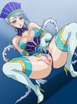  blue_eyes blue_hair censored high_heels ittenchiroku karina_lyle pee peeing pussy shoes solo spread_legs thorns tiger_&amp;_bunny 