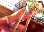  ahegao animal_ears aoi_nagisa_(artist) areola_slip areolae bench blonde blue_eyes blush censored charlotte_(honey_x_bunny) clothed_sex cowgirl_position dark_skin dutch_angle erect_nipples game_cg honey_x_bunny kemonomimi leaning_forward motion_blur one-piece_swimsuit open_mouth outdoors penis pettanko public ringlets saliva sex short_twintails sling_bikini spread_legs straddle sweat swimsuit_aside tears tongue twin_tails usamimi vaginal 