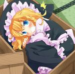  blonde_hair blue_eyes box braid fang hat in_box in_container kirisame_marisa open_mouth solo taker_(flamestorm) touhou witch_hat 