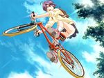  bicycle panchira pantsu purple_hair randosel schoolgirl upskirt white_panties 