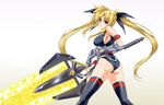  bardiche blonde_hair fate_testarossa mahou_shoujo_lyrical_nanoha mahou_shoujo_lyrical_nanoha_strikers oppai oshiri purple_eyes sideboob thighhighs twin_tails yatsushima_tetsuya 