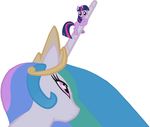  alicorn duo equine female feral friendship_is_magic horn horse mammal micro my_little_pony pegacorn plain_background pony princess princess_celestia_(mlp) royalty shrunk size_difference twilight_sparkle_(mlp) unicorn unknown_artist white_background 