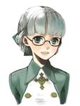  :o alice_elliot artist_request bangs bespectacled black-framed_eyewear blunt_bangs glasses green_eyes looking_at_viewer lowres military military_uniform parted_lips shadow_hearts short_hair silver_hair solo uniform upper_body 