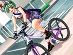  bicycle gloves green_hair houkago_ren-ai_club outdoors tagme 