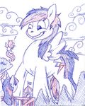  equine exclamation_mark female fluttershy_(mlp) friendship_is_magic horns horse my_little_pony pink_hair pony rainbow_dash_(mlp) rainbow_hair rezzek twilight_sparkle_(mlp) two_tone_hair 