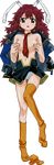  fight_ippatsu!_juuden-chan!! no_bra open_shirt pantsu plug_cryostat thighhighs transparent_png undressing vector_trace watanabe_atsuko 