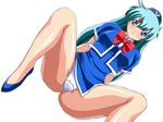  aqua_hair legs long_hair miniskirt skirt solo stewardess tenjouin_katsura thighs yat_anshin_uchuu_ryokou 