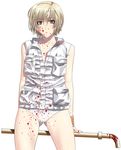  blonde_hair blood brown_eyes heather_mason kansuke lead_pipe panties short_hair silent_hill silent_hill_3 solo underwear vest white_panties wristband 