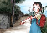  black_eyes black_hair blush dress female gomennasai loli original outdoors randosel short_hair tagme young 