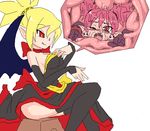  2girls blonde_hair blush camel_(dansen) digestion disgaea etna multiple_girls pink_hair red_eyes rozalin vore 