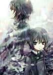  1girl ameiro black_eyes black_hair expressionless film_grain goggles kino kino_no_tabi leaf shizu short_hair 