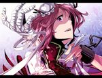  bad_id bad_pixiv_id bandages bun_cover chain cuffs double_bun ibaraki_kasen mizuki_(ekakichan) pink_hair purple_eyes solo touhou 