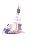  alternate_costume bad_id bad_pixiv_id leg_up lying magical_girl on_back outstretched_leg panties patchouli_knowledge peko side-tie_panties simple_background solo striped striped_legwear striped_panties thighhighs touhou underwear 