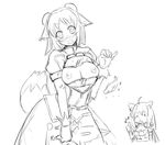  animal_ears artist_request blush breasts character_request dog_days large_breasts leonmitchelli_galette_des_rois millhiore_f_biscotti miyana monochrome nipples sketch smile tail 