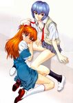  asuka_langley ayanami_rei cleavage neon_genesis_evangelion pantsu undressing utatane_hiroyuki 