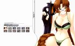  bra cleavage gun lingerie makishima_azusa megane muv-luv_alternative muvluv muvluv_alternative pantsu sakaki_chizuru total_eclipse wallpaper 