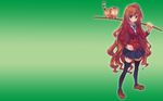  aisaka_taiga bokken brown_hair high_res long_hair red_eyes school_uniform tagme thighhighs tiger toradora! wallpaper 