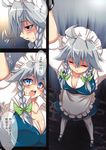  bdsm bondage bound braid breasts cleavage comic drugged highres izayoi_sakuya large_breasts maid ribbon tajima_yuuki thighhighs touhou translated 