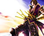  alternate_costume aratako armor brown_hair date_masamune_(sengoku_basara) eyepatch katana male_focus sengoku_basara sword weapon 
