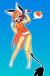  &hearts; bottomless clothed clothing cute female hair half-dressed luna777 moondog orange orange_hair ribbons solo taratsu_(character) underwear 
