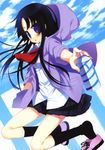  akiyama_mio black_hair coat hoodie jacket k-on! long_hair meito meito_(artist) meizu necktie no_thank_you parka purple_eyes school_uniform shirt shoe_dangle skirt spray_can 