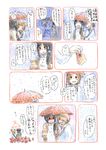  akiyama_mio blush comic gift highres k-on! multiple_girls rain sagami_(aikodesyo) tainaka_ritsu translated umbrella 