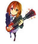  brown_eyes brown_hair foreshortening from_above guitar hirasawa_yui instrument k-on! looking_up pantyhose perspective school_uniform sham_fu short_hair solo 