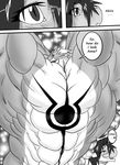  big_muscles blush comic day_with_dna dragon english_text female greyscale hair hyper hyper_muscles macro male monochrome muscles ripped ryuakira tail tattoo text 