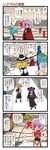  6+girls alice_margatroid ass bat_wings black_dress blonde_hair blue_eyes blue_hair bow brown_hair cape capelet comic commentary_request crescent dei_shirou dress fang hair_bow hakurei_reimu hat highres kawashiro_nitori kirisame_marisa microphone multiple_girls patchouli_knowledge purple_eyes purple_hair red_dress red_eyes remilia_scarlet short_hair touhou translated two_side_up wings witch_hat wrestling_ring 